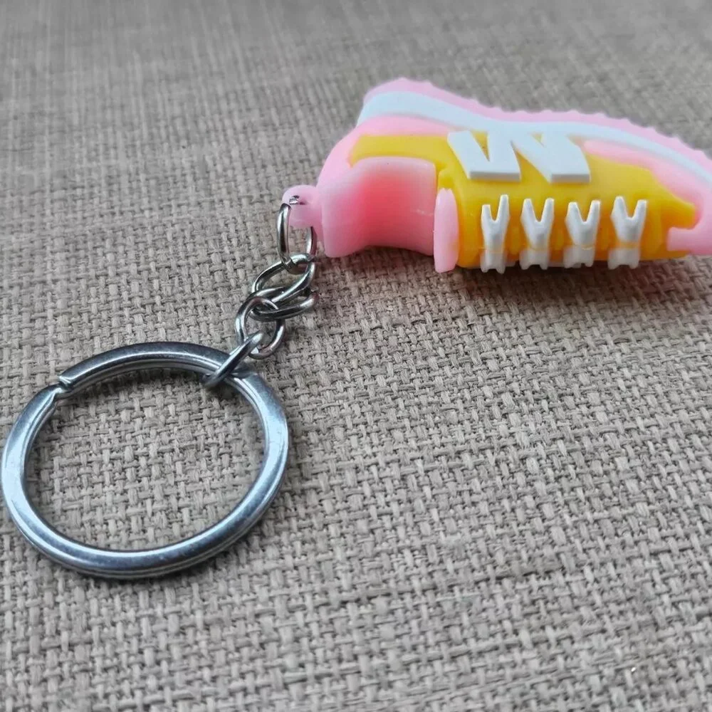 Mini Shoes Keychain Pink/Yellow Rubber Sneaker Keys Holder Keyring New